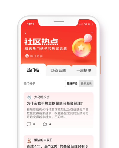 天天基金App—超人气理财社区基金吧，明星大V、投资达人相聚分享自己的理财经，行情热点、投资心得随时随地聊不停。